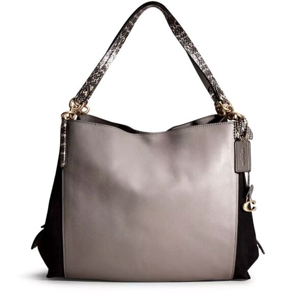 COACH Dalton Exotic Snakeprint Suede Leather Shoulder Bag - Picture 1 of 12